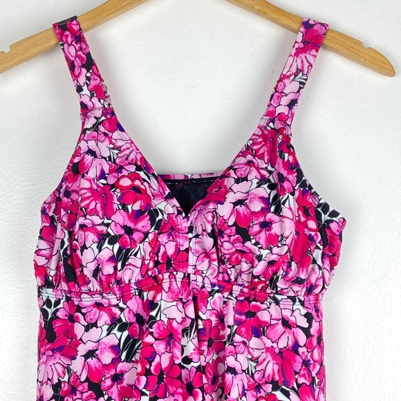 Fit 4 U V-Neck Babydoll Flyaway Swim Dress Pink - Picture 2 of 8